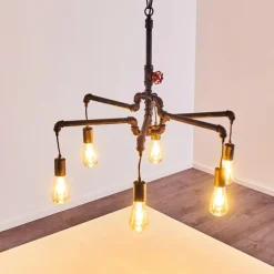 Suspension Kolyma Rouille, Noir, 6 lumières