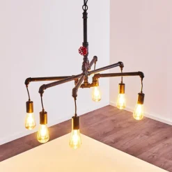 Suspension Kolyma Rouille, Noir, 6 lumières