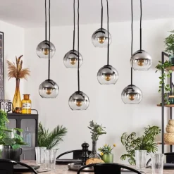 Suspension Koyoto Clair, Fumé, 8 lumières