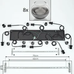 Suspension Koyoto Clair, Fumé, 8 lumières