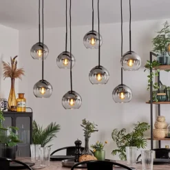 Suspension Koyoto Clair, Fumé, 8 lumières