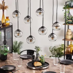 Suspension Koyoto Clair, Fumé, 8 lumières