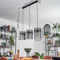 Suspension Lagielas Noir, 3 lumières