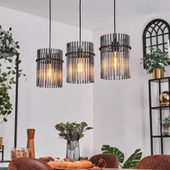 Suspension Lagielas Noir, 3 lumières