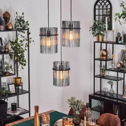 Suspension Lagielas Noir, 3 lumières