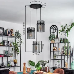 Suspension Lagielas Noir, 3 lumières