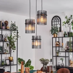 Suspension Lagielas Noir, 3 lumières