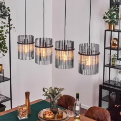 Suspension Lagielas Noir, 4 lumières