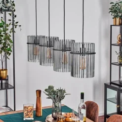 Suspension Lagielas Noir, 4 lumières