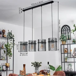 Suspension Lagielas Noir, 4 lumières