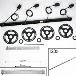 Suspension Lagielas Noir, 4 lumières