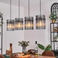 Suspension Lagielas Noir, 4 lumières