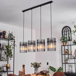 Suspension Lagielas Noir, 4 lumières