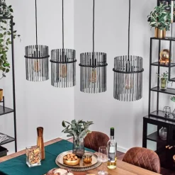 Suspension Lagielas Noir, 4 lumières