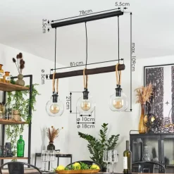 Suspension Landrienne Brun, Écru, Noir, 3 lumières