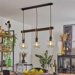 Suspension Landrienne Brun, Écru, Noir, 3 lumières