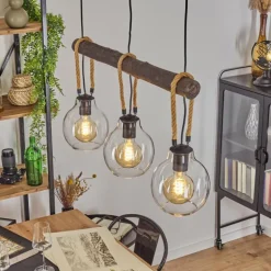 Suspension Landrienne Brun, Écru, Noir, 3 lumières