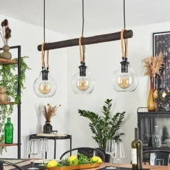 Suspension Landrienne Brun, Écru, Noir, 3 lumières