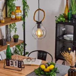 Suspension Landrienne Écru, Noir, 1 lumière