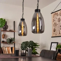 Suspension Larobe Noir, 2 lumières