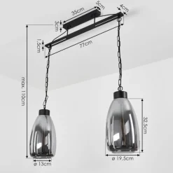 Suspension Larobe Noir, 2 lumières