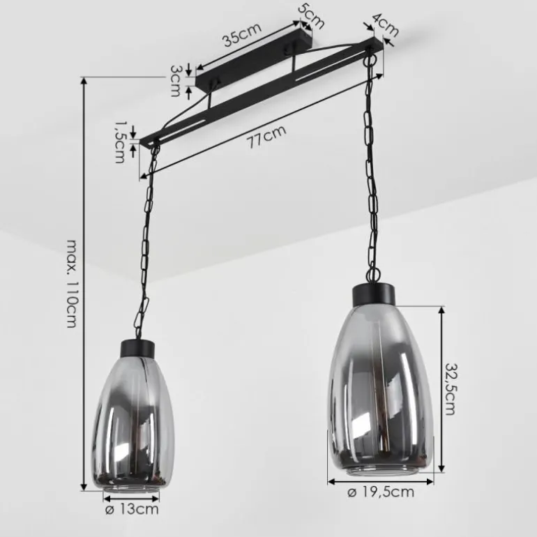 Suspension Larobe Noir, 2 lumières