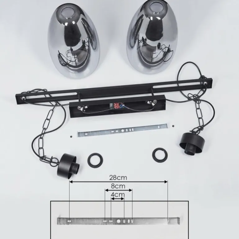 Suspension Larobe Noir, 2 lumières