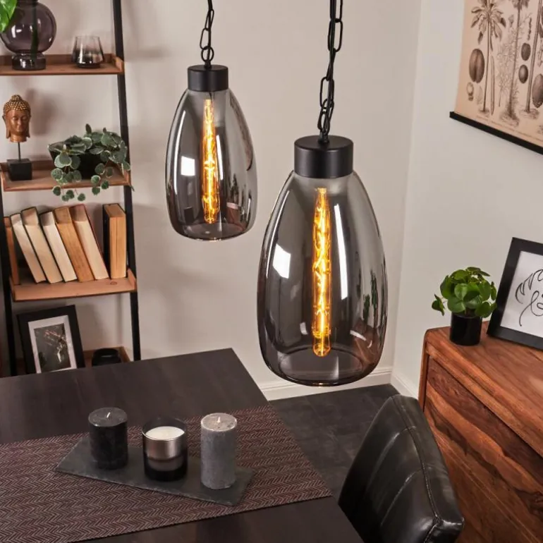 Suspension Larobe Noir, 2 lumières