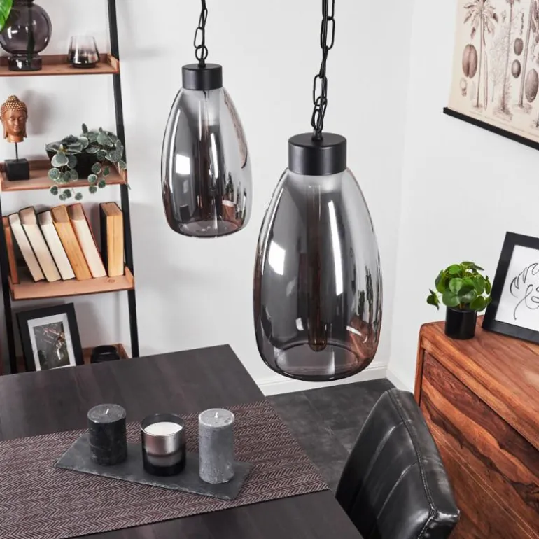 Suspension Larobe Noir, 2 lumières