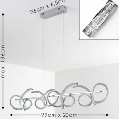 Suspension Lavaca LED Argenté, 4 lumières