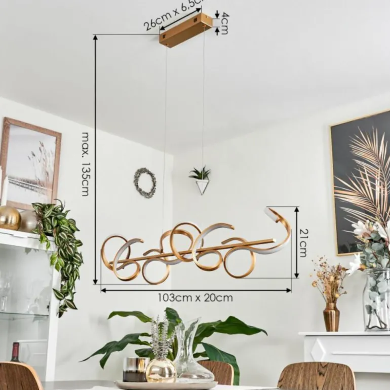 Suspension Lavaca LED Laiton, 4 lumières