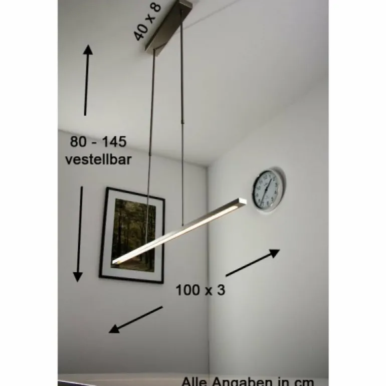 Suspension LED Masterlight Real 2 Acier inoxydable, Nickel mat, 1 lumière