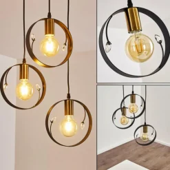 Suspension Leentje Or, Noir, 3 lumières