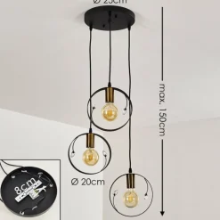 Suspension Leentje Or, Noir, 3 lumières