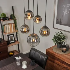 Suspension Leissigen Argent Oxydé, 5 lumières