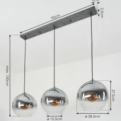 Suspension Leissigen Argent Oxydé, 3 lumières