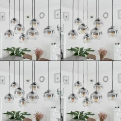 Suspension Leissigen Argent Oxydé, 7 lumières