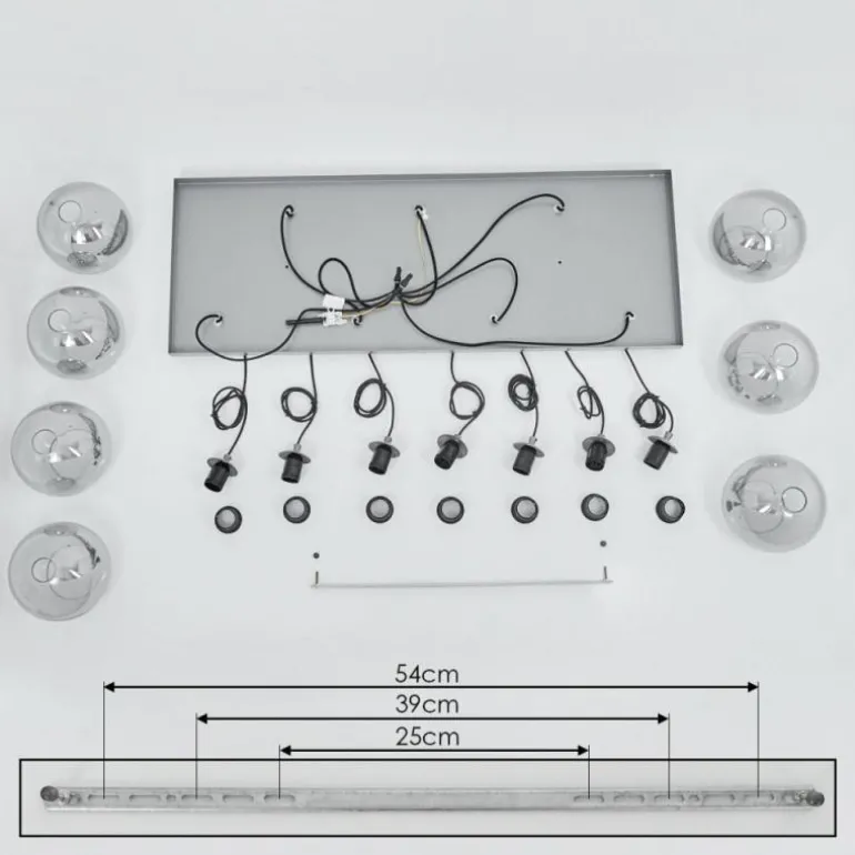 Suspension Leissigen Argent Oxydé, 7 lumières