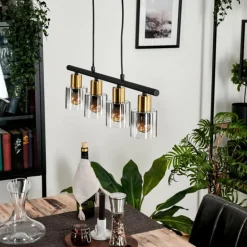 Suspension Leteque Noir, 4 lumières