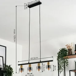 Suspension Leteque Noir, 4 lumières