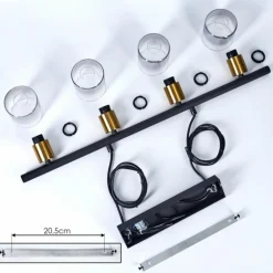 Suspension Leteque Noir, 4 lumières