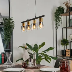 Suspension Leteque Noir, 4 lumières