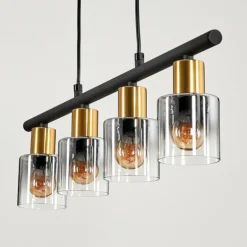 Suspension Leteque Noir, 4 lumières