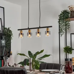 Suspension Leteque Noir, 4 lumières