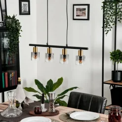 Suspension Leteque Noir, 4 lumières