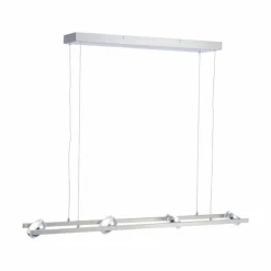 Suspension Leuchten Direkt Ls-OPTI LED Acier inoxydable, 8 lumières, Télécommandes, Changeur de couleurs