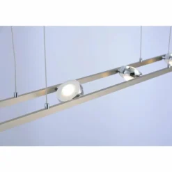 Suspension Leuchten Direkt Ls-OPTI LED Acier inoxydable, 8 lumières, Télécommandes, Changeur de couleurs