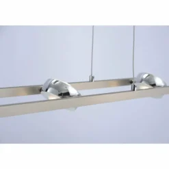 Suspension Leuchten Direkt Ls-OPTI LED Acier inoxydable, 8 lumières, Télécommandes, Changeur de couleurs