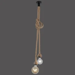 Suspension Leuchten Direkt ROPE Brun, Noir, 2 lumières