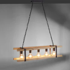 Suspension Leuchten Direkt EDITH Bois clair, 5 lumières